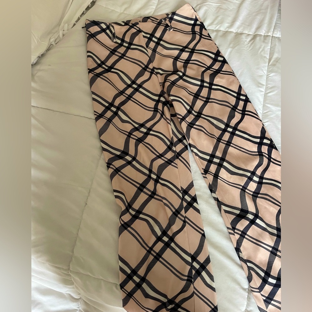 princess polly plaid flare pants size 27-28